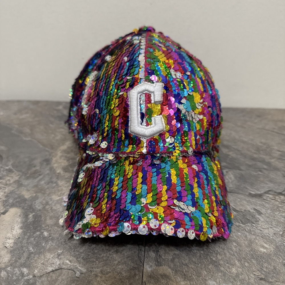 NEW ERA Cleveland Guardians Sequined Womens Hat 9Forty Adjustable Snapback EUC